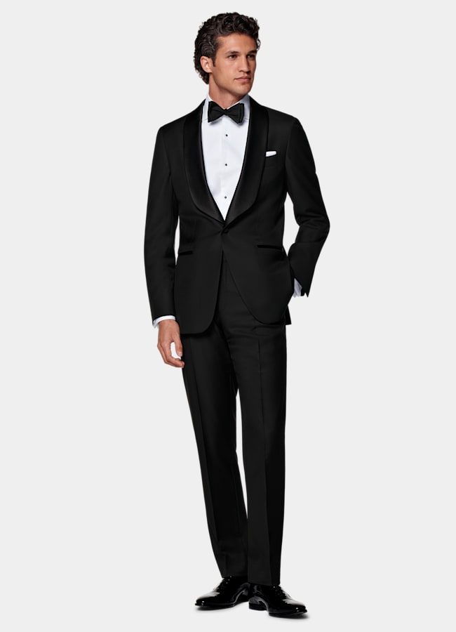 SUITSUPPLY All Season Pure S110's Wool by Vitale Barberis Canonico, Italy Black Tailored Fit Havana Dinner Jacket