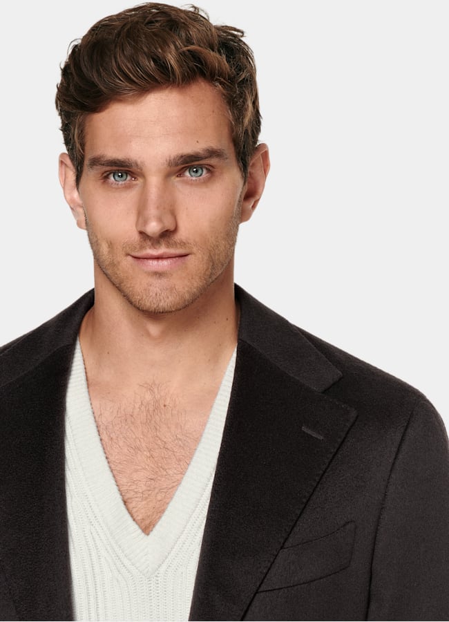 SUITSUPPLY Winter Reines Kaschmir von Colombo, Italien Roma Sakko dunkelbraun Relaxed Fit