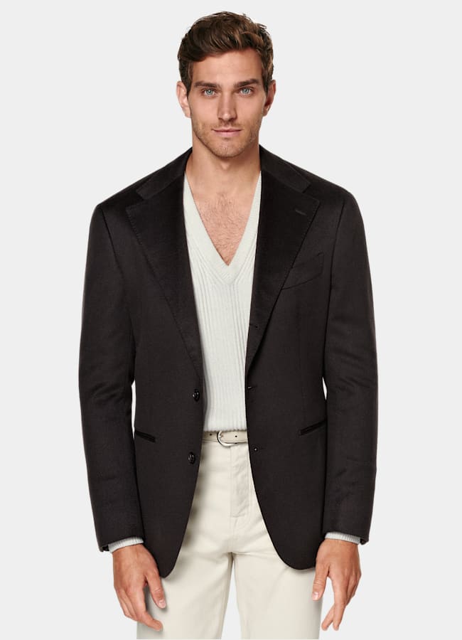 SUITSUPPLY Winter Reines Kaschmir von Colombo, Italien Roma Sakko dunkelbraun Relaxed Fit