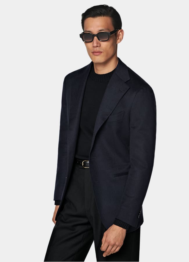 SUITSUPPLY Vinter Ren kashmir från Colombo, Italien Roma marinblå kavaj med relaxed fit