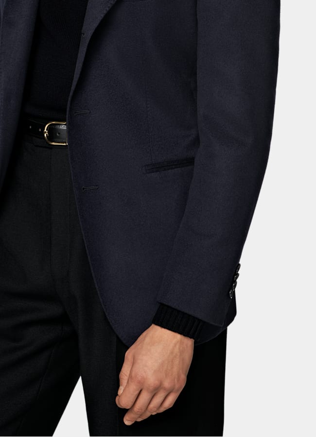 SUITSUPPLY Vinter Ren kashmir från Colombo, Italien Roma marinblå kavaj med relaxed fit