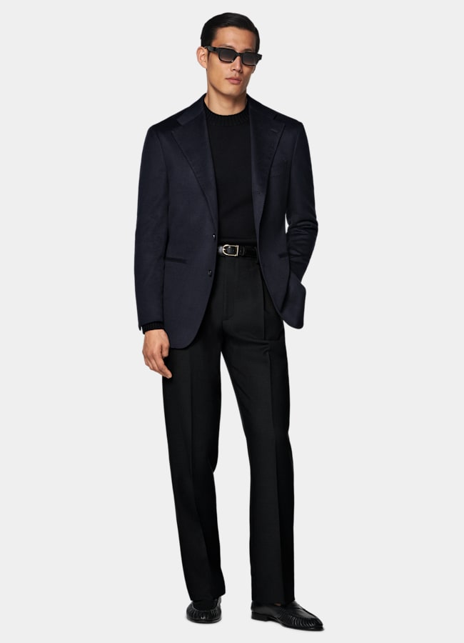 SUITSUPPLY Vinter Ren kashmir från Colombo, Italien Roma marinblå kavaj med relaxed fit