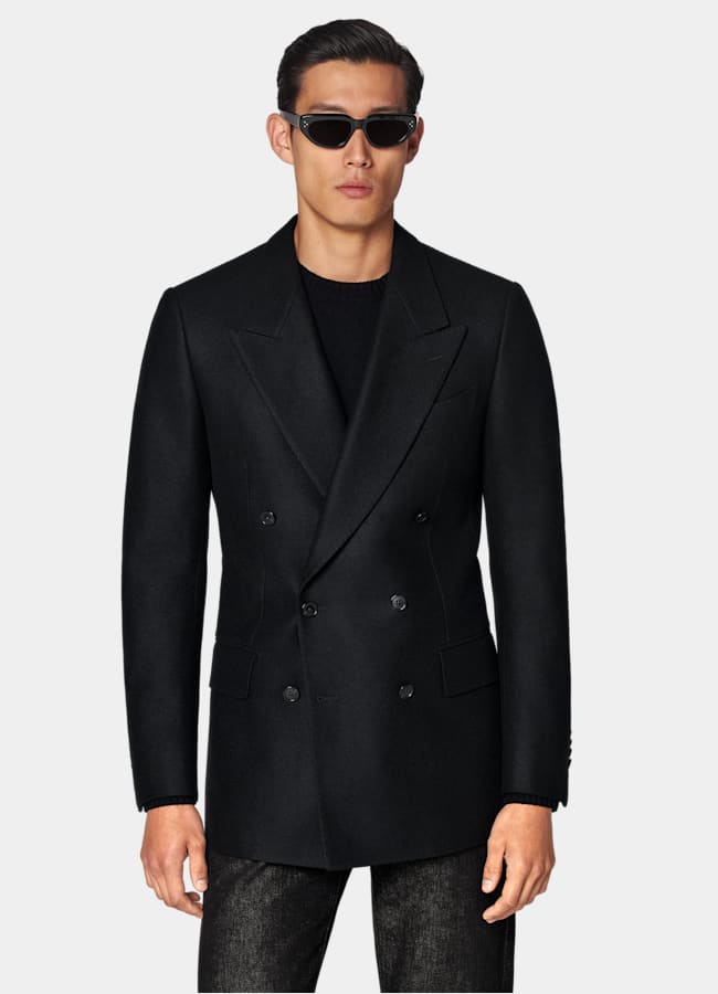 SUITSUPPLY Winter Wool Cashmere by E.Thomas, Italy Black Tailored Fit Milano Blazer