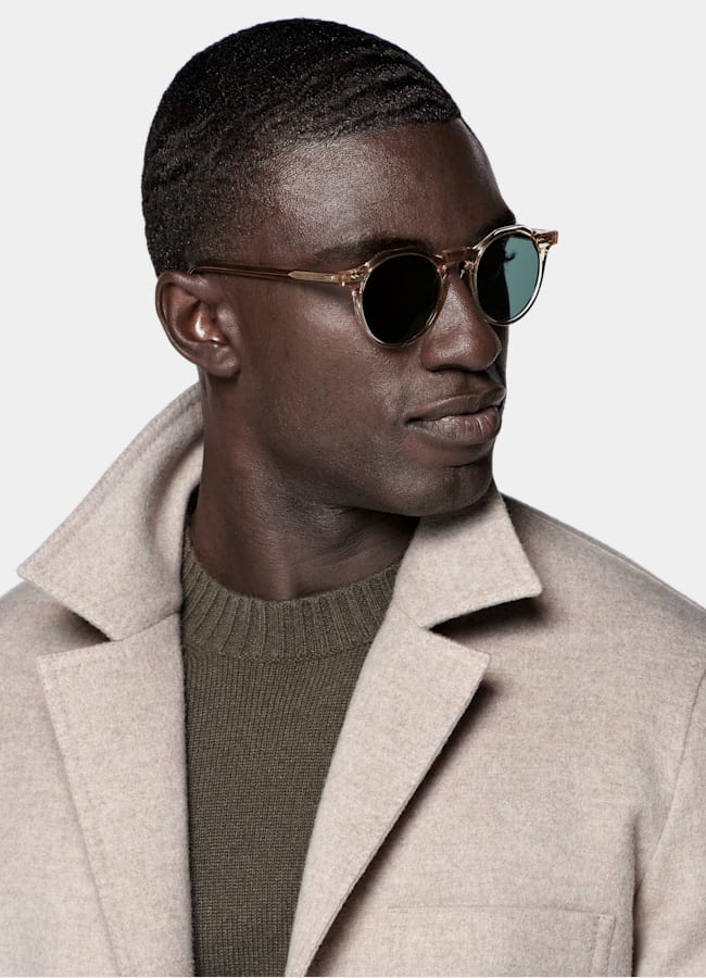 SUITSUPPLY Winter Pure Wool Sand Relaxed Fit Shirt-Jacket