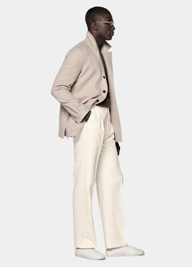 SUITSUPPLY Winter Pure Wool Sand Relaxed Fit Shirt-Jacket