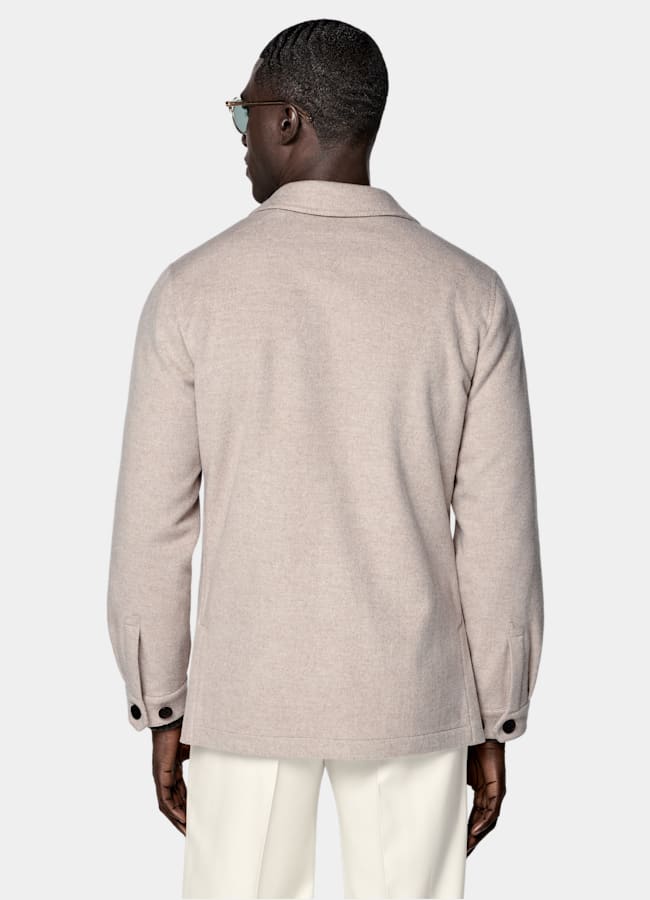 SUITSUPPLY Winter Pure Wool Sand Relaxed Fit Shirt-Jacket