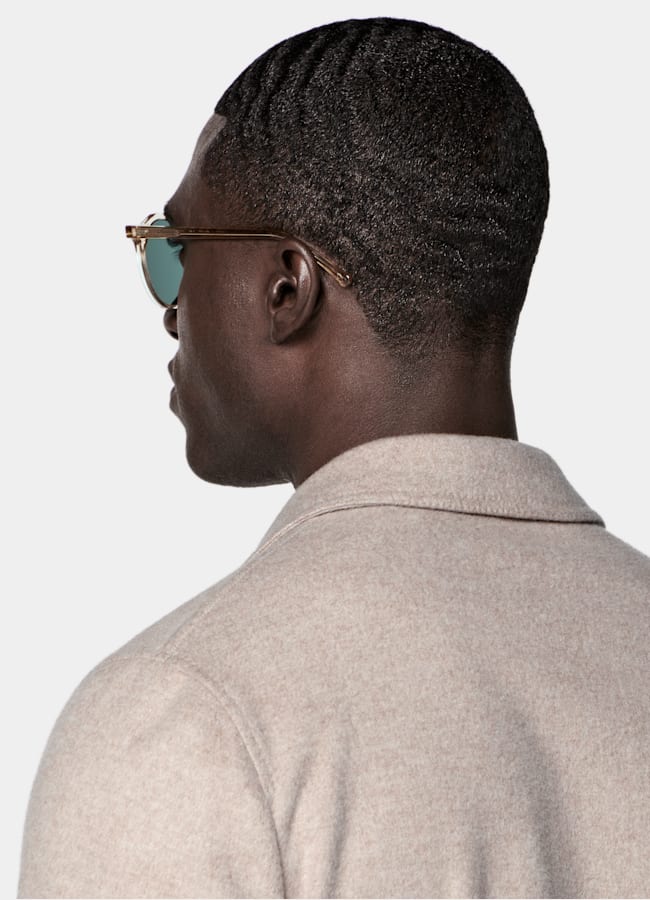 SUITSUPPLY Winter Pure Wool Sand Relaxed Fit Shirt-Jacket