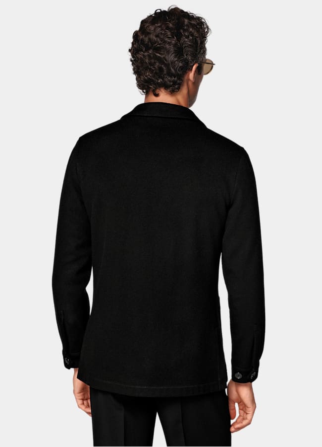 SUITSUPPLY Winter Pure Wool Black Relaxed Fit Shirt-Jacket