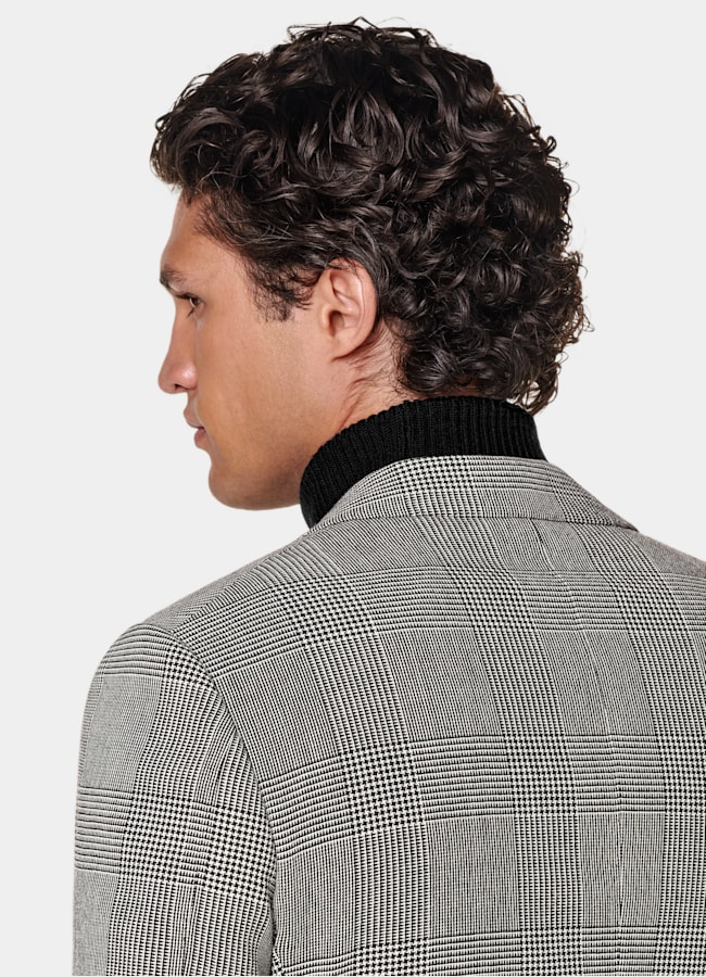 SUITSUPPLY Winter Pure Wool by Subalpino, Italy Black Checked Tailored Fit Milano Blazer