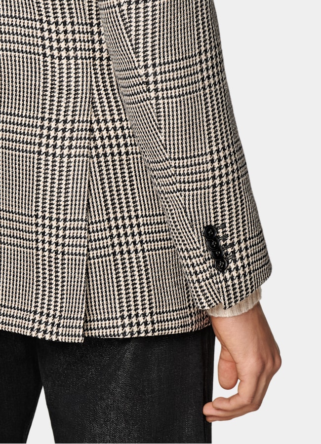 SUITSUPPLY Winter Wool Alpaca Silk by Ferla, Italy Black Checked Relaxed Fit Roma Blazer