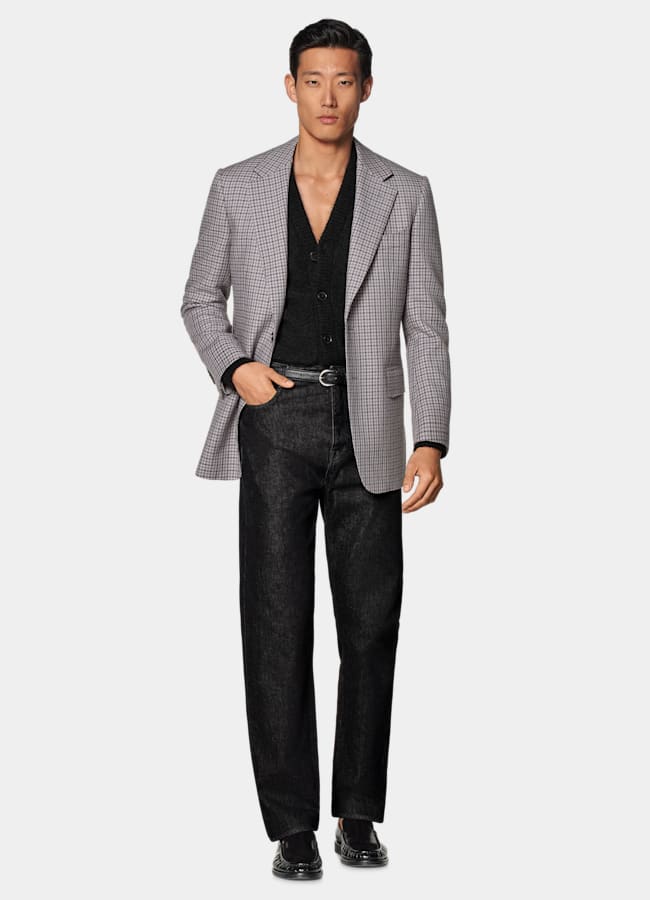 SUITSUPPLY Hiver Pure laine par Rogna, Italie Blazer Milano coupe Tailored taupe à carreaux