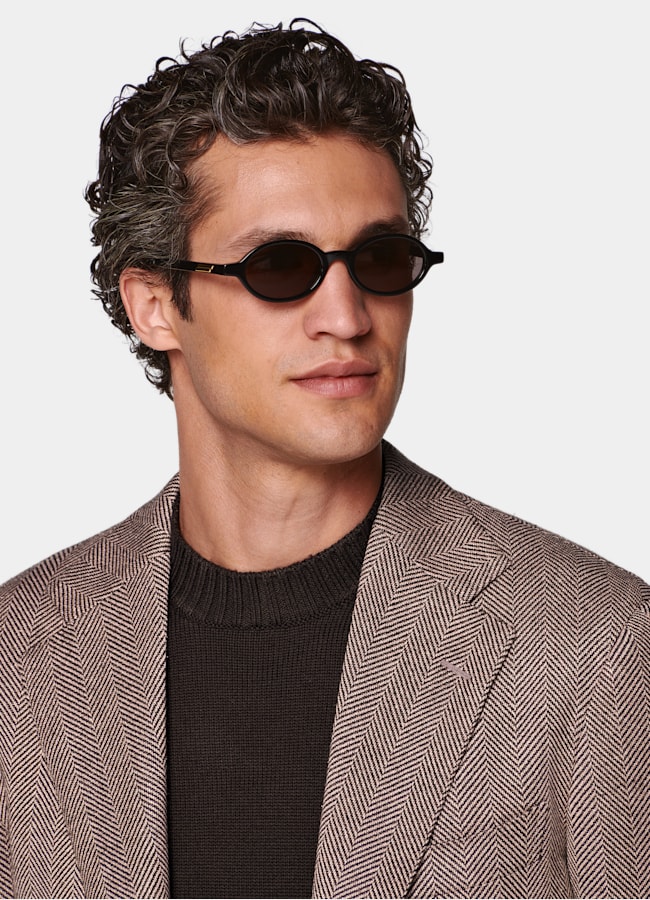 SUITSUPPLY Winter Wool Alpaca Silk by Ferla, Italy Pink Herringbone Relaxed Fit Roma Blazer