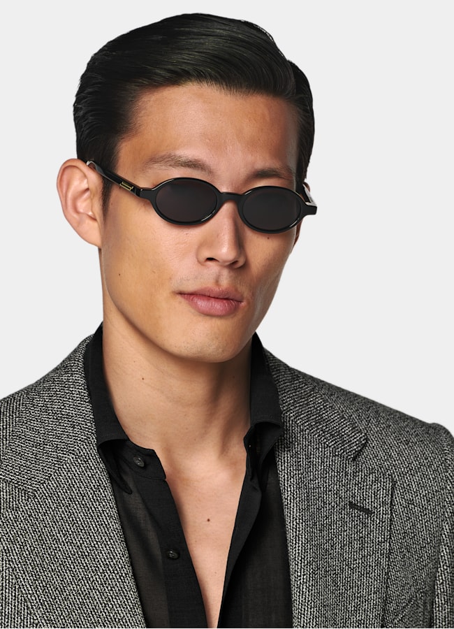 SUITSUPPLY Winter Pure Wool by Rogna, Italy Black Striped Tailored Fit Milano Blazer