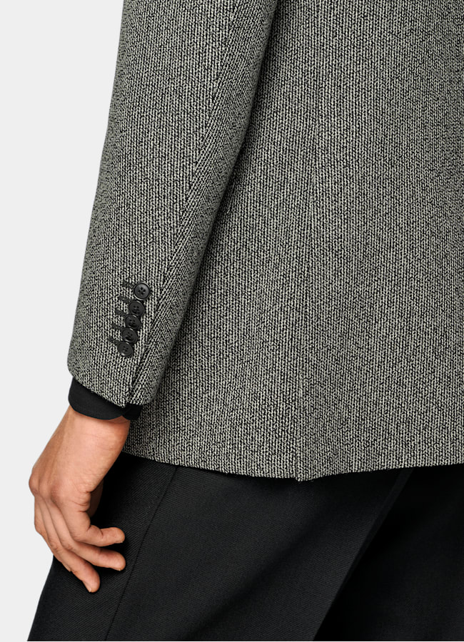 SUITSUPPLY Winter Pure Wool by Rogna, Italy Black Striped Tailored Fit Milano Blazer