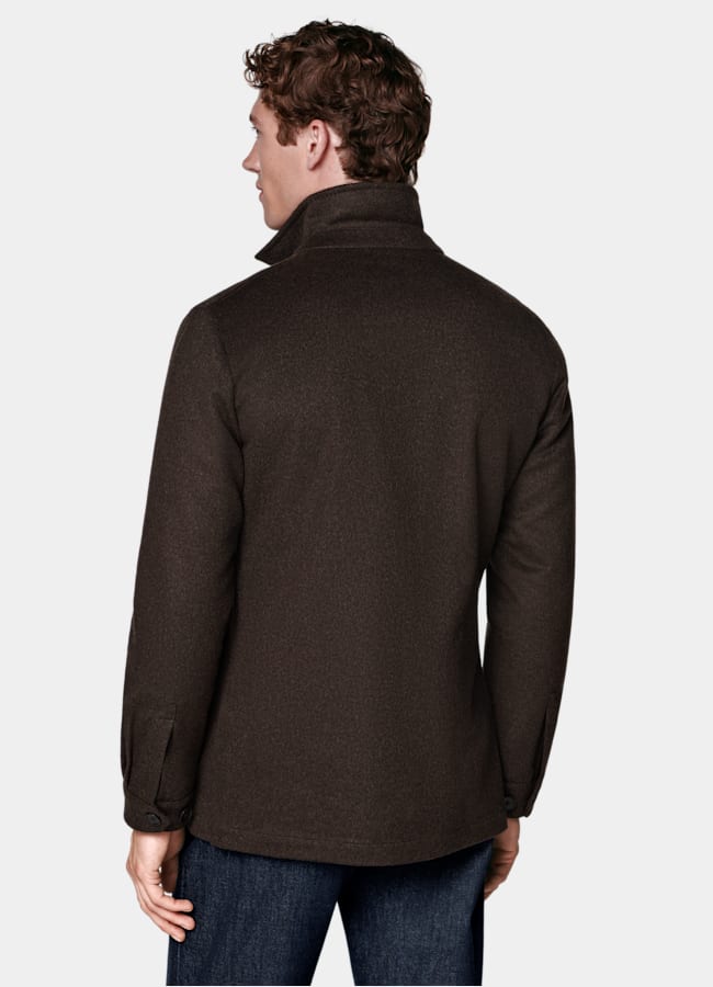 SUITSUPPLY Winter Pure Wool Dark Brown Relaxed Fit Shirt-Jacket