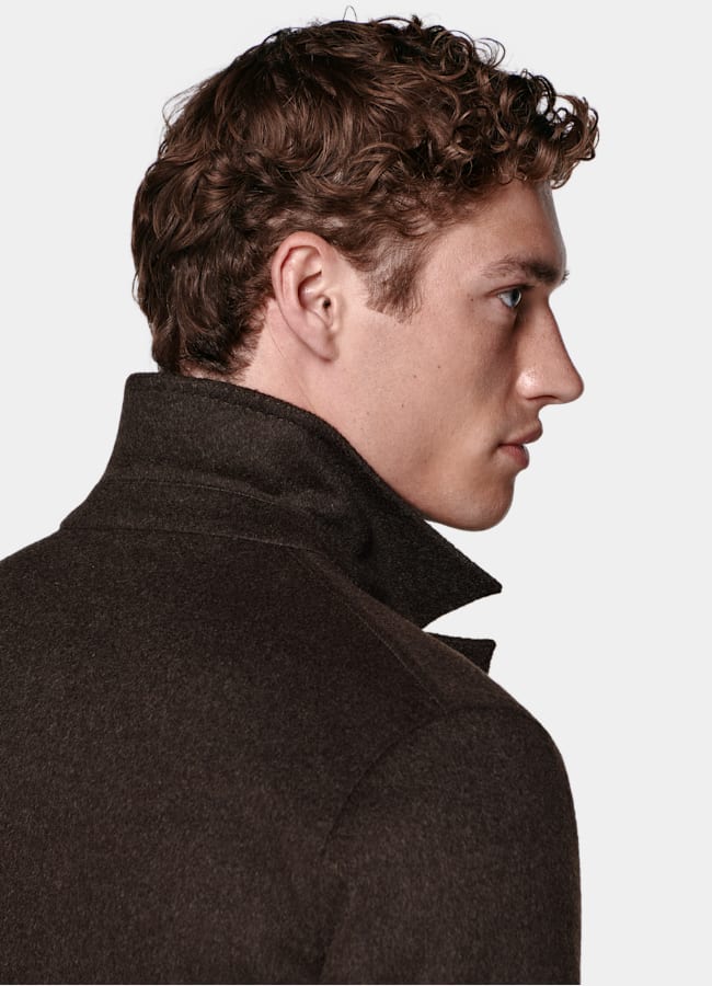 SUITSUPPLY Winter Pure Wool Dark Brown Relaxed Fit Shirt-Jacket