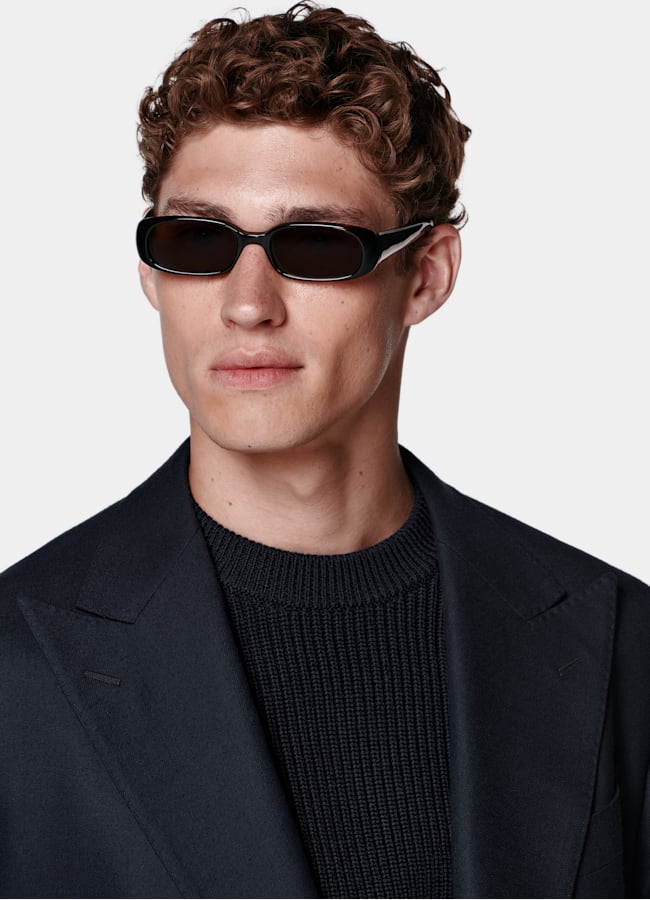 SUITSUPPLY Winter Wool Cashmere by E.Thomas, Italy Navy Tailored Fit Havana Blazer