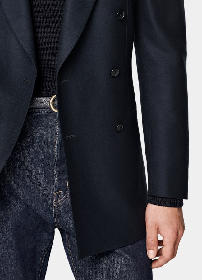 SUITSUPPLY Winter Wool Cashmere by E.Thomas, Italy Navy Tailored Fit Havana Blazer