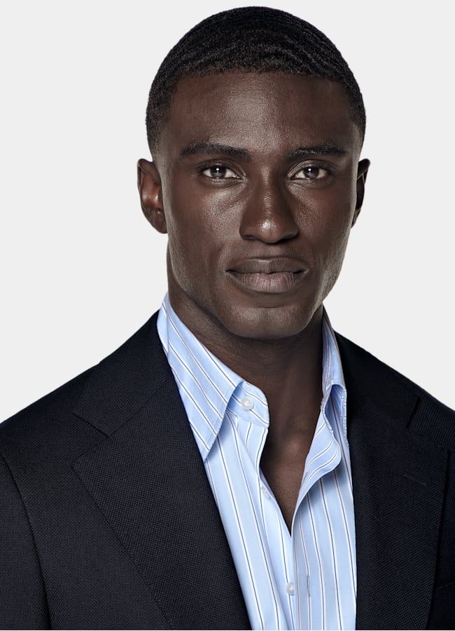 SUITSUPPLY All Season Pure Wool by Reda, Italy Navy Tailored Fit Havana Blazer