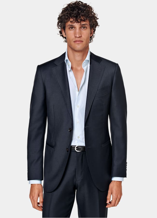 SUITSUPPLY All Season Pure S110's Wool by Vitale Barberis Canonico, Italy Navy Tailored Fit Lazio Suit Jacket