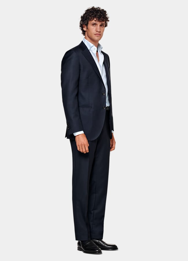 SUITSUPPLY All Season Pure S110's Wool by Vitale Barberis Canonico, Italy Navy Tailored Fit Lazio Suit Jacket