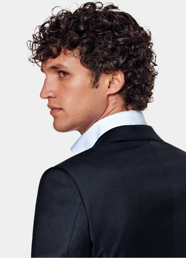 SUITSUPPLY All Season Pure S110's Wool by Vitale Barberis Canonico, Italy Navy Tailored Fit Lazio Suit Jacket