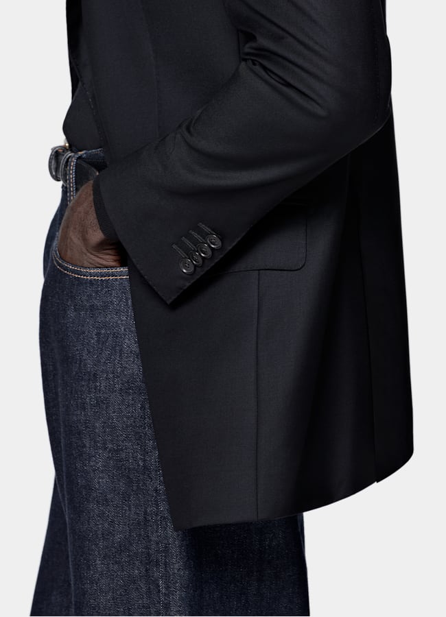 SUITSUPPLY All Season Pure S110's Wool by Vitale Barberis Canonico, Italy Navy Tailored Fit Havana Suit Jacket