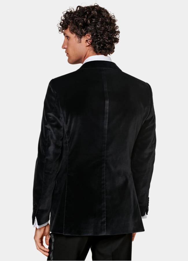 SUITSUPPLY Winter Stretch Cotton Velvet by Pontoglio, Italy Black Tailored Fit Lazio Dinner Jacket