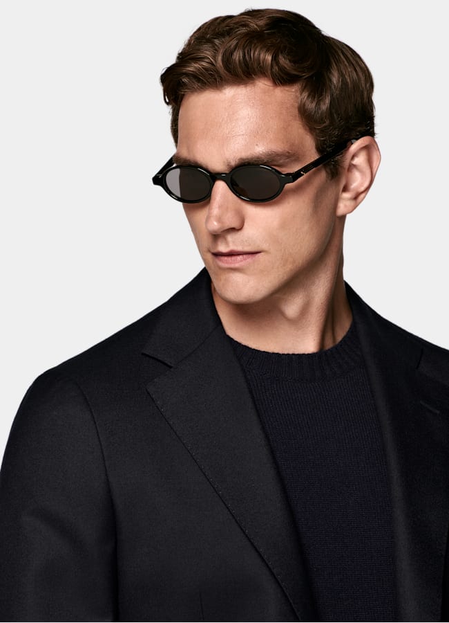 SUITSUPPLY Winter Reiner S120er Schurwolle-Flanell von Vitale Barberis Canonico, Italien Havana Anzugsakko Navy Tailored Fit