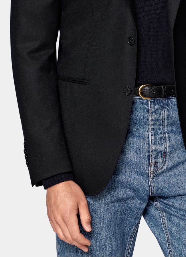 SUITSUPPLY Winter Reiner S120er Schurwolle-Flanell von Vitale Barberis Canonico, Italien Havana Anzugsakko Navy Tailored Fit