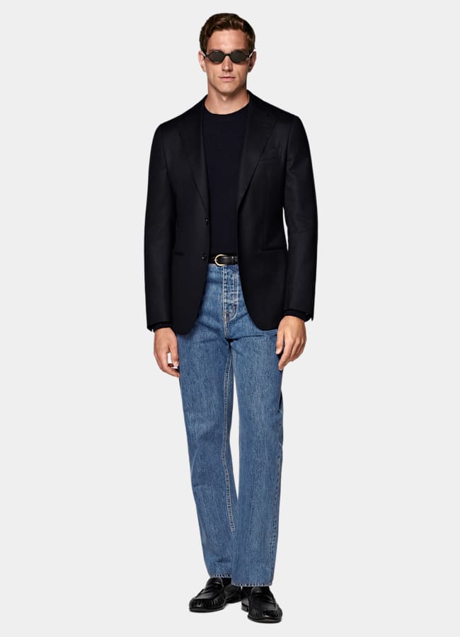 SUITSUPPLY Winter Reiner S120er Schurwolle-Flanell von Vitale Barberis Canonico, Italien Havana Anzugsakko Navy Tailored Fit