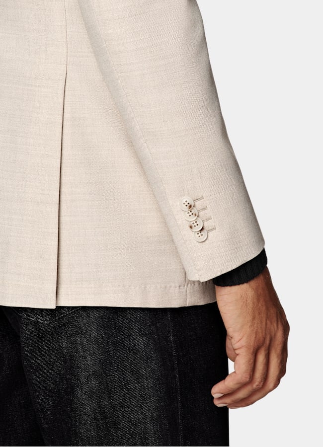 SUITSUPPLY All Season Wrinkle-Free 4-Ply Wool by Rogna, Italy Sand Tailored Fit Havana Suit Jacket