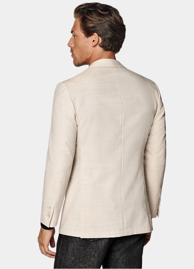 SUITSUPPLY All Season Wrinkle-Free 4-Ply Wool by Rogna, Italy Sand Tailored Fit Havana Suit Jacket