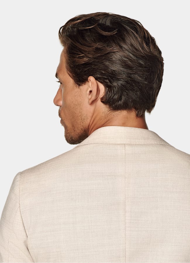 SUITSUPPLY All Season Wrinkle-Free 4-Ply Wool by Rogna, Italy Sand Tailored Fit Havana Suit Jacket