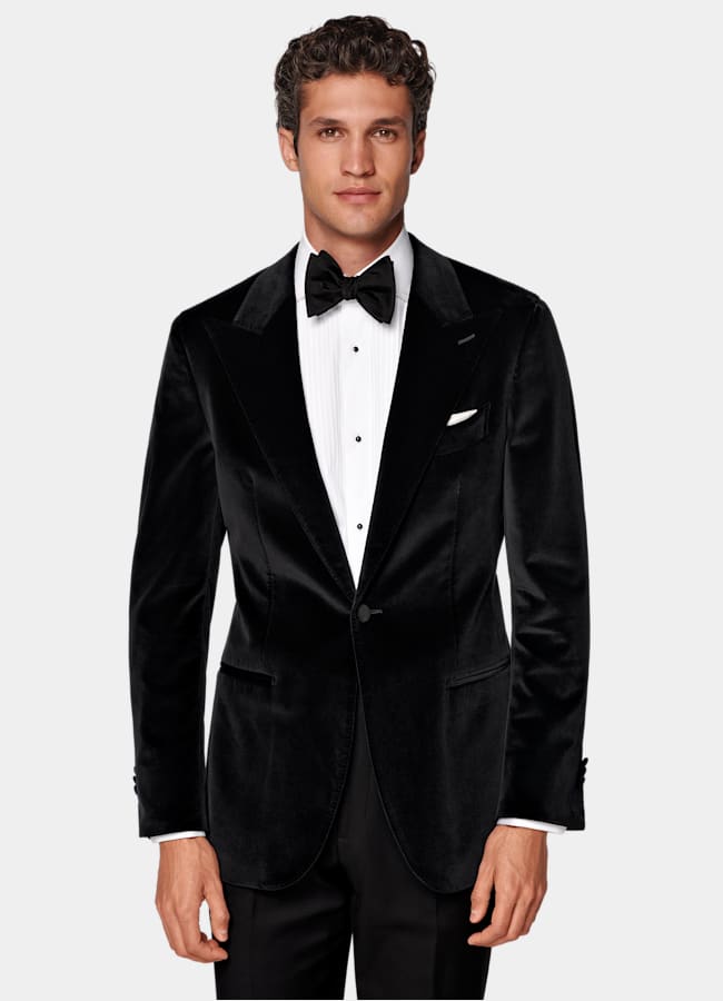 SUITSUPPLY Winter Stretch-Baumwolle Samt von Pontoglio, Italien Havana Dinner Jacket schwarz Tailored Fit