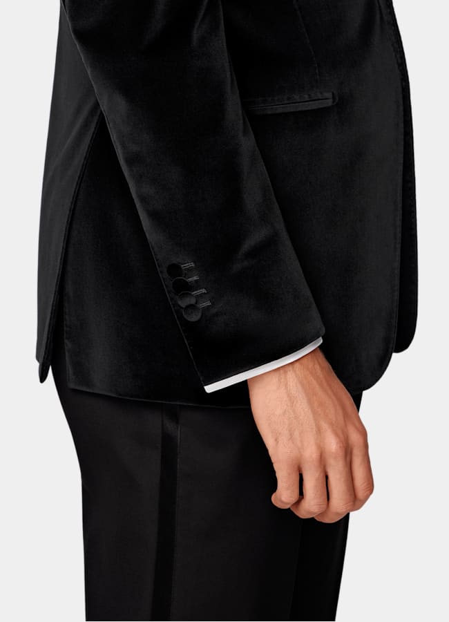 SUITSUPPLY Winter Stretch-Baumwolle Samt von Pontoglio, Italien Havana Dinner Jacket schwarz Tailored Fit