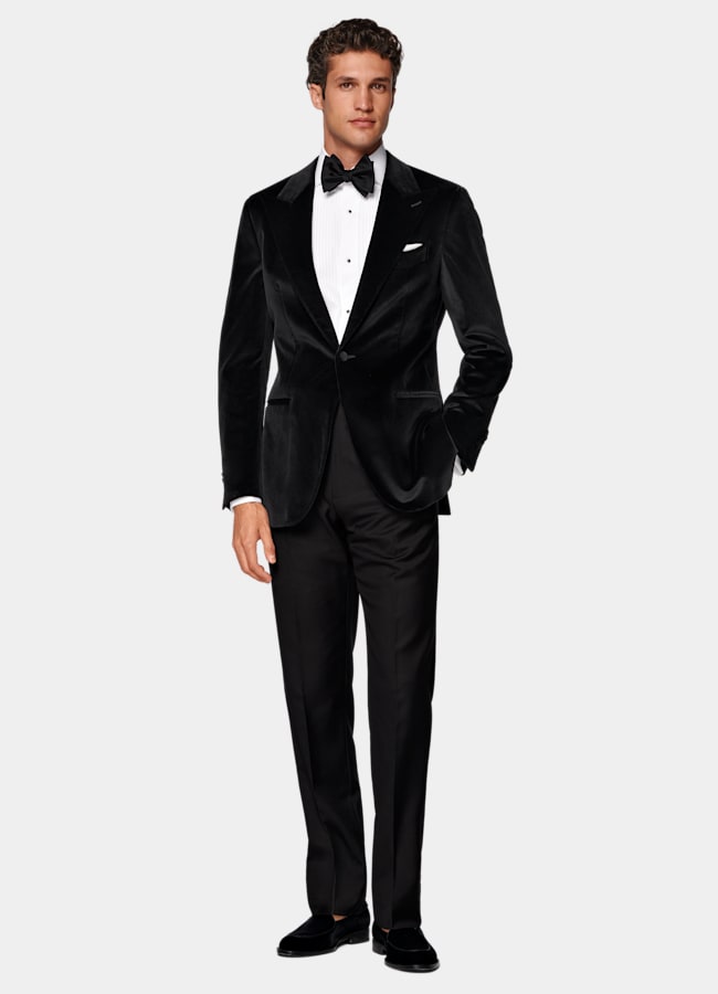 SUITSUPPLY Winter Stretch-Baumwolle Samt von Pontoglio, Italien Havana Dinner Jacket schwarz Tailored Fit