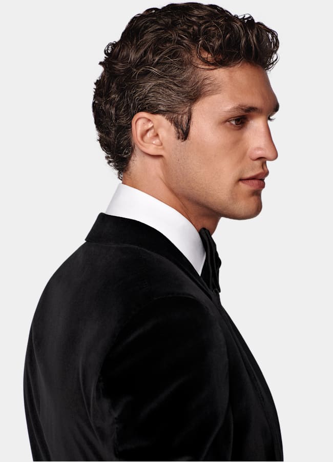 SUITSUPPLY Winter Stretch-Baumwolle Samt von Pontoglio, Italien Havana Dinner Jacket schwarz Tailored Fit