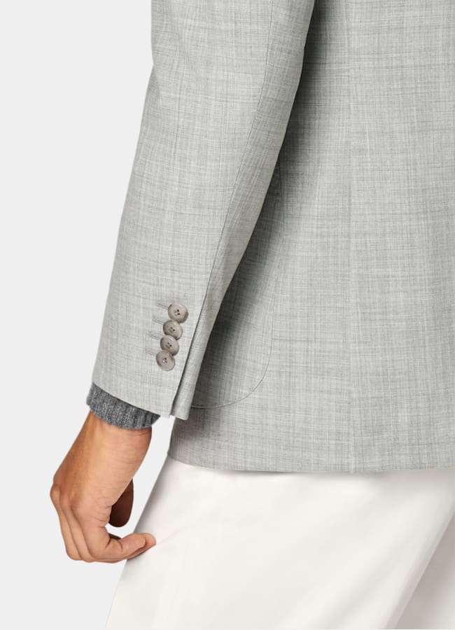 SUITSUPPLY All Season Pure S120's Tropical Wool by Vitale Barberis Canonico, Italy Light Grey Perennial Tailored Fit Havana Suit Jacket