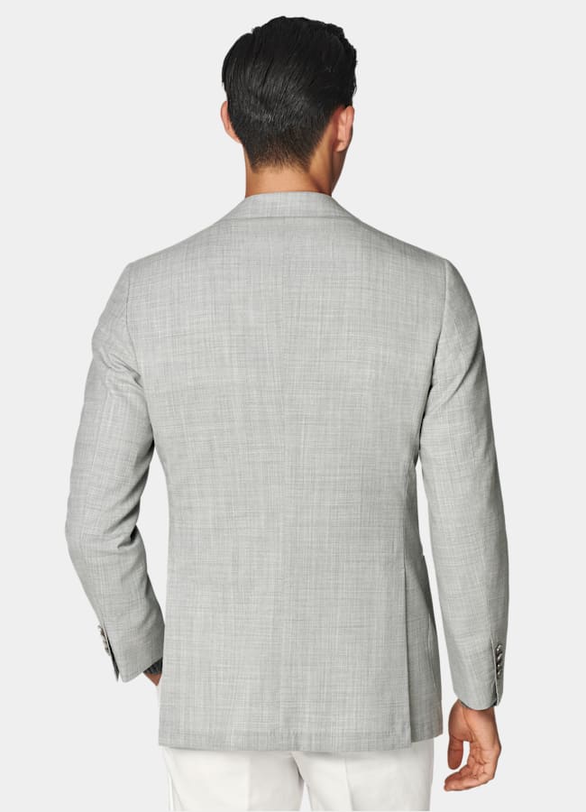 SUITSUPPLY All Season Pure S120's Tropical Wool by Vitale Barberis Canonico, Italy Light Grey Perennial Tailored Fit Havana Suit Jacket