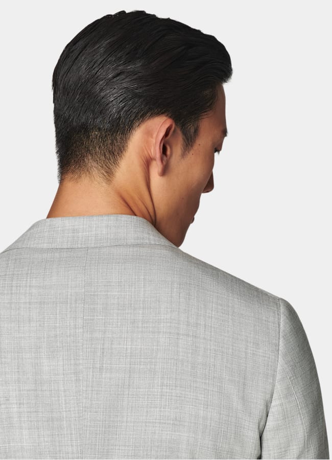 SUITSUPPLY All Season Pure S120's Tropical Wool by Vitale Barberis Canonico, Italy Light Grey Perennial Tailored Fit Havana Suit Jacket