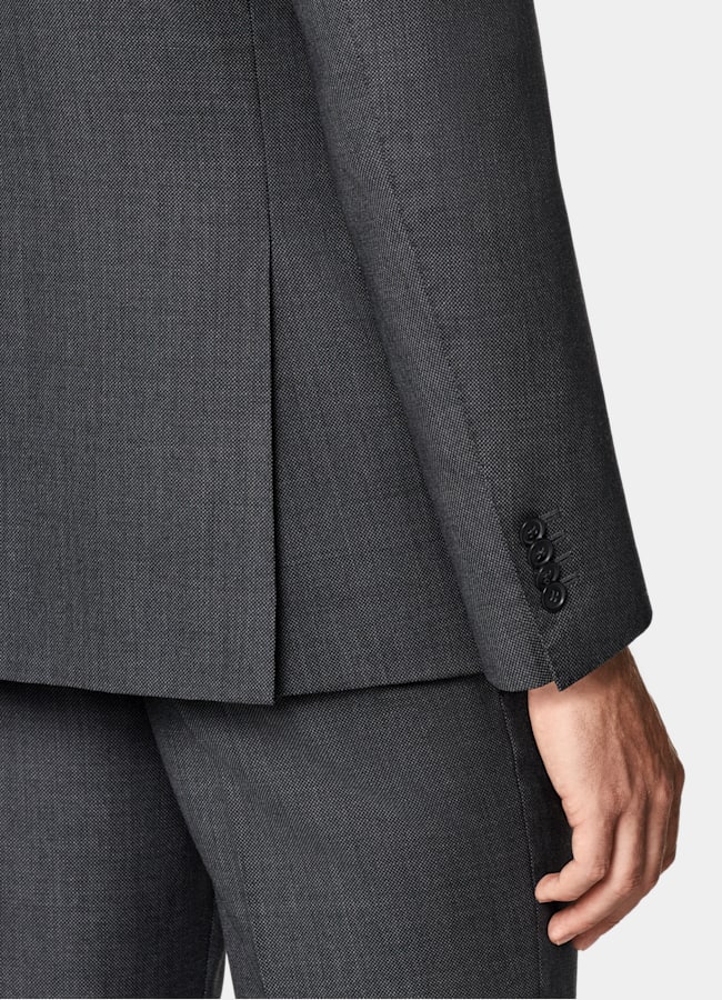 SUITSUPPLY All Season Pure S130's Wool by Reda, Italy Dark Grey Bird's Eye Tailored Fit Havana Suit Jacket