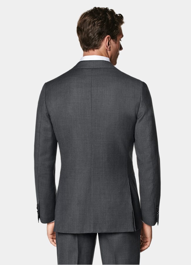 SUITSUPPLY All Season Pure S130's Wool by Reda, Italy Dark Grey Bird's Eye Tailored Fit Havana Suit Jacket