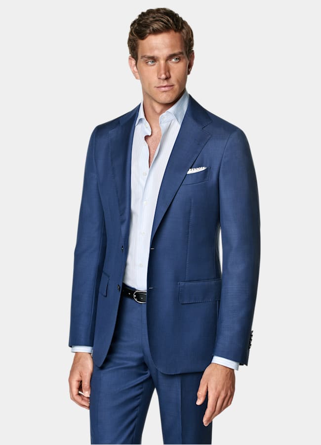 SUITSUPPLY All Season Pure S110's Wool by Vitale Barberis Canonico, Italy Mid Blue Tailored Fit Havana Suit Jacket