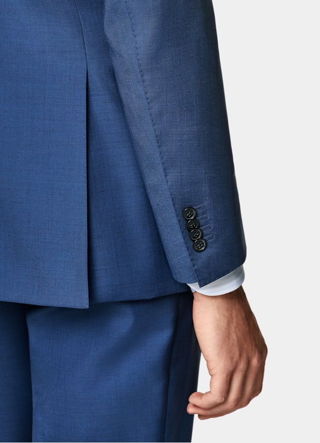 SUITSUPPLY All Season Pure S110's Wool by Vitale Barberis Canonico, Italy Mid Blue Tailored Fit Havana Suit Jacket