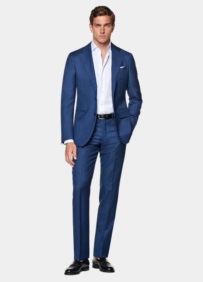 SUITSUPPLY All Season Pure S110's Wool by Vitale Barberis Canonico, Italy Mid Blue Tailored Fit Havana Suit Jacket