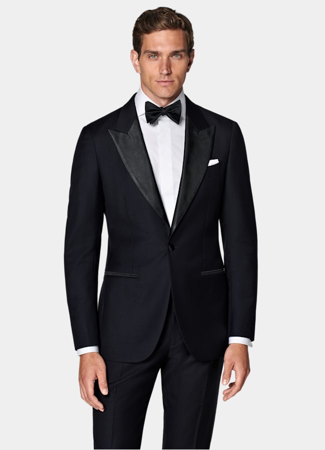 SUITSUPPLY All Season Pure S110's Wool by Vitale Barberis Canonico, Italy Navy Tailored Fit Lazio Dinner Jacket