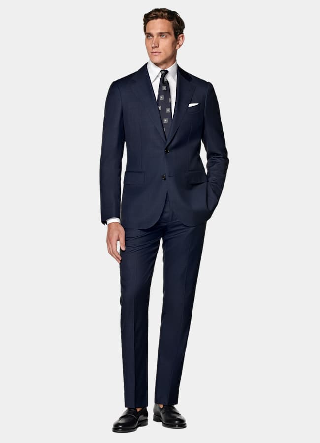 SUITSUPPLY All Season Pure S110's Wool by Vitale Barberis Canonico, Italy Mid Blue Tailored Fit Havana Suit Jacket