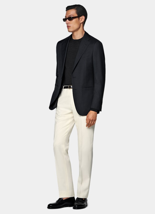 SUITSUPPLY All Season Pure Wool by Reda, Italy Dark Grey Perennial Tailored Fit Havana Suit Jacket