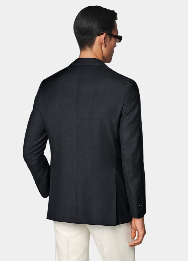 SUITSUPPLY All Season Pure Wool by Reda, Italy Dark Grey Perennial Tailored Fit Havana Suit Jacket